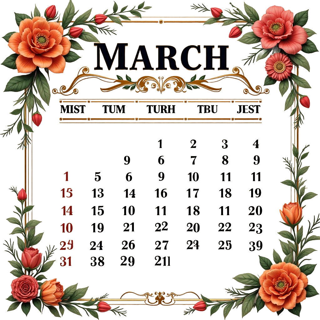 March Floral Calendar